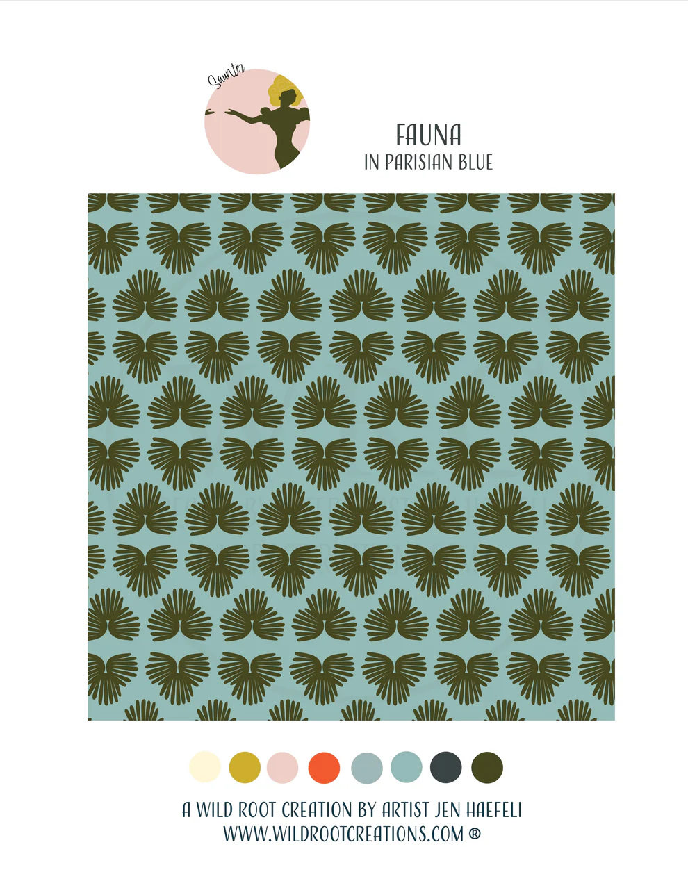 Saunter: Fauna in Blueberry Repeat Pattern